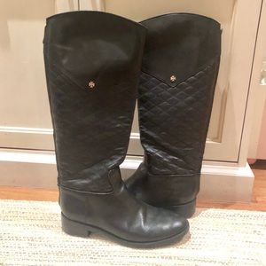 Tall Black Leather Quilted Tory Burch Boots